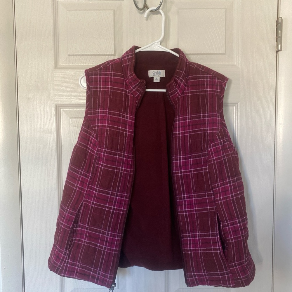 Croft & Barrow Burgundy Plaid Vest